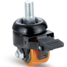 65/75mm low profile aluminium core PU wheel thread stem M16 type low height floor type heavy load caster